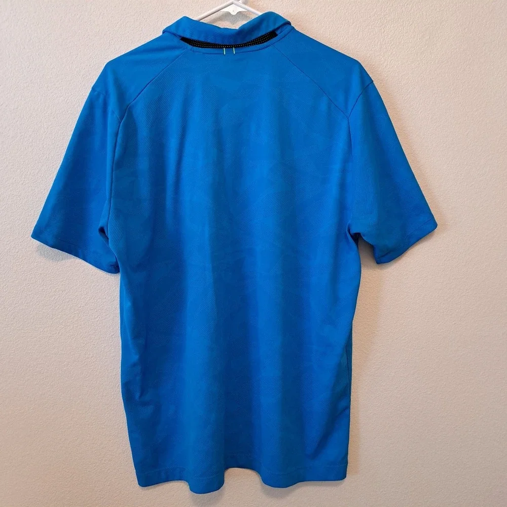 Nike Golf Dri-FIT Blue Tonal Geometric Pattern Polo Shirt Mens Large